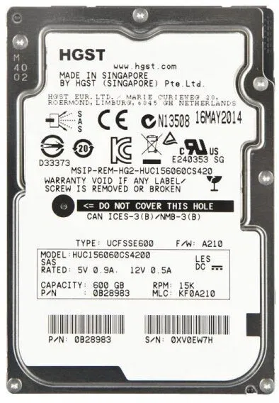 600GB SAS Hard Drive HGST HUC156060CSS200
